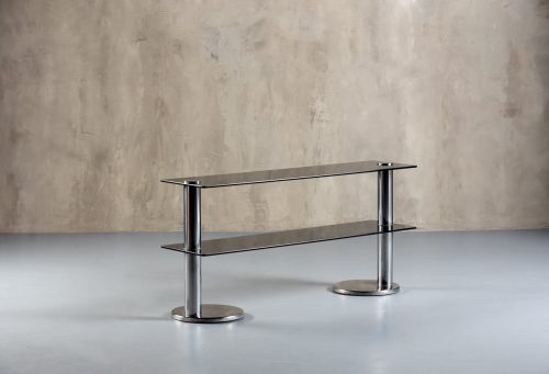 Smoked Glass And Aluminium Sideboard, Italy , 1970's