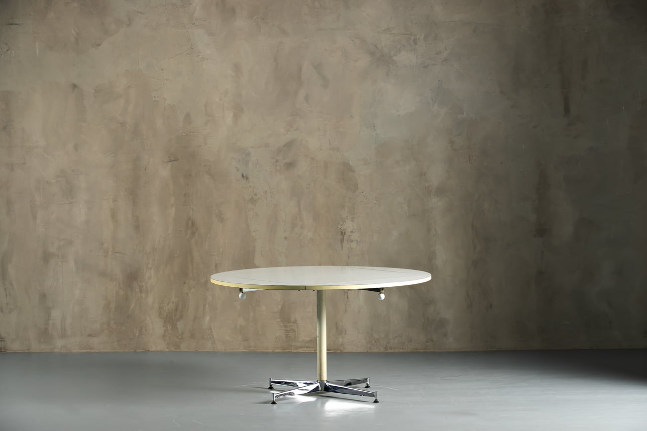 Round Adjustable White Cocktail/ Dinner  Table, Finland , 1960’s