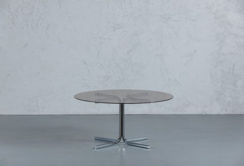 Vintage Smoked Glass And Chrome Coffee Table, Denmark, 1970's-poza1