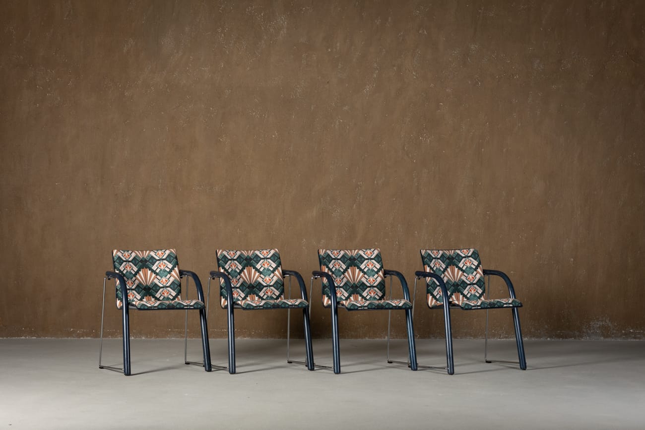 Vintage A 320 Armchair by Wulf Schneider & Ulrich Boehme for Thonet 1980’s in Eltham Palace Velvet (set of 4)