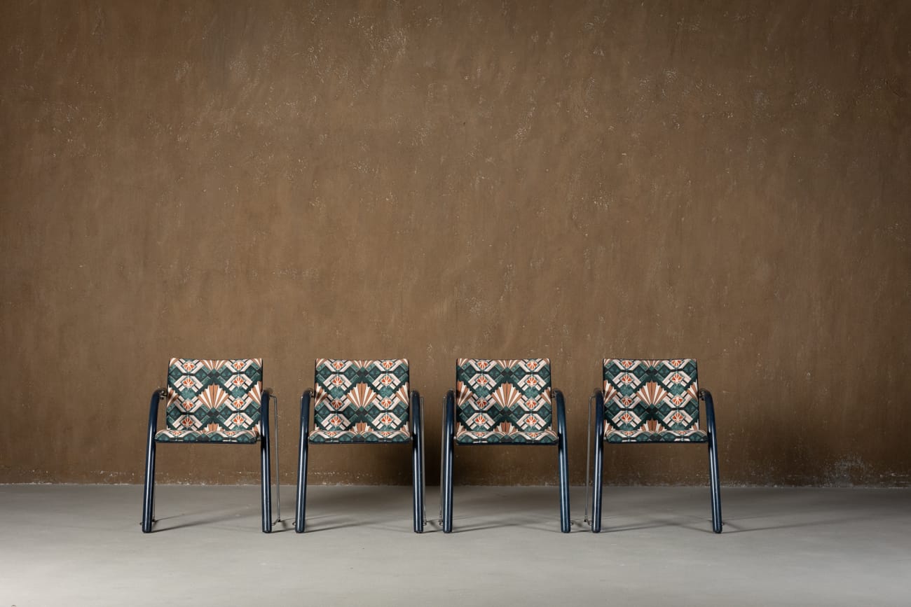Vintage A 320 Armchair by Wulf Schneider & Ulrich Boehme for Thonet 1980’s in Eltham Palace Velvet (set of 4)