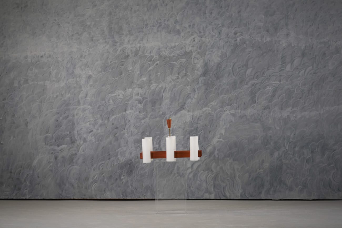 Vintage Danish Teak And Brass Ceiling Lamp , Denmark 1970’s