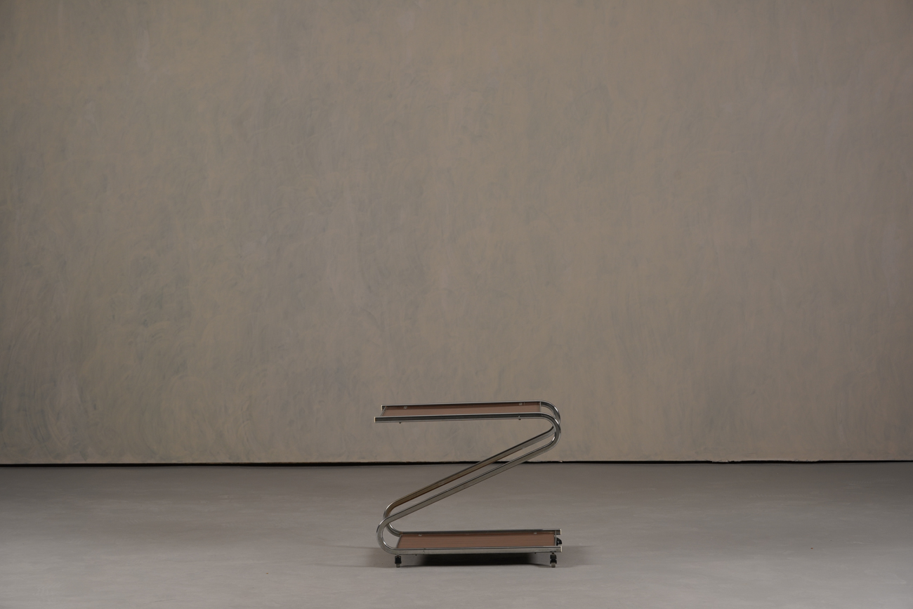 Vintage Aluminium And Plywood Bar Cart, Germany 1980’s