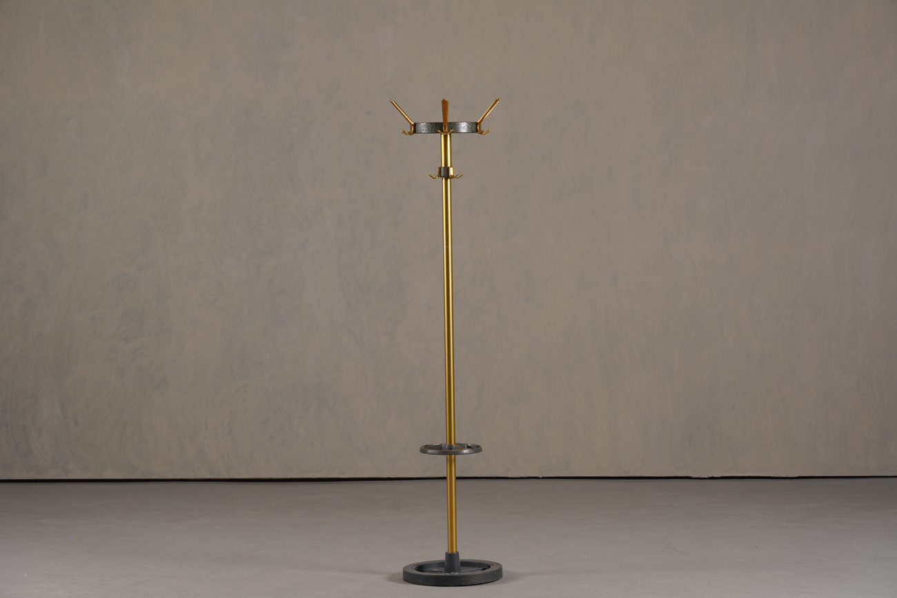 Vintage Brass & Metal Coat Stand By Jacques Adnet, France 1950’s