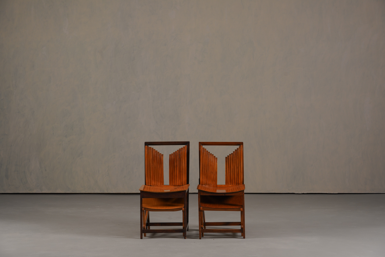 Vintage Sculptural Unique Design Dining Chairs, France 1960’s Set Of 2