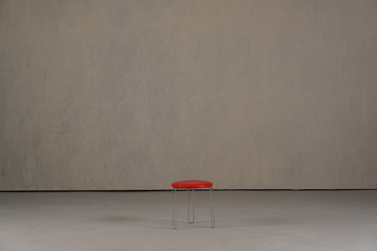 Vintage Red Leather Stool , Denmark 1970’s