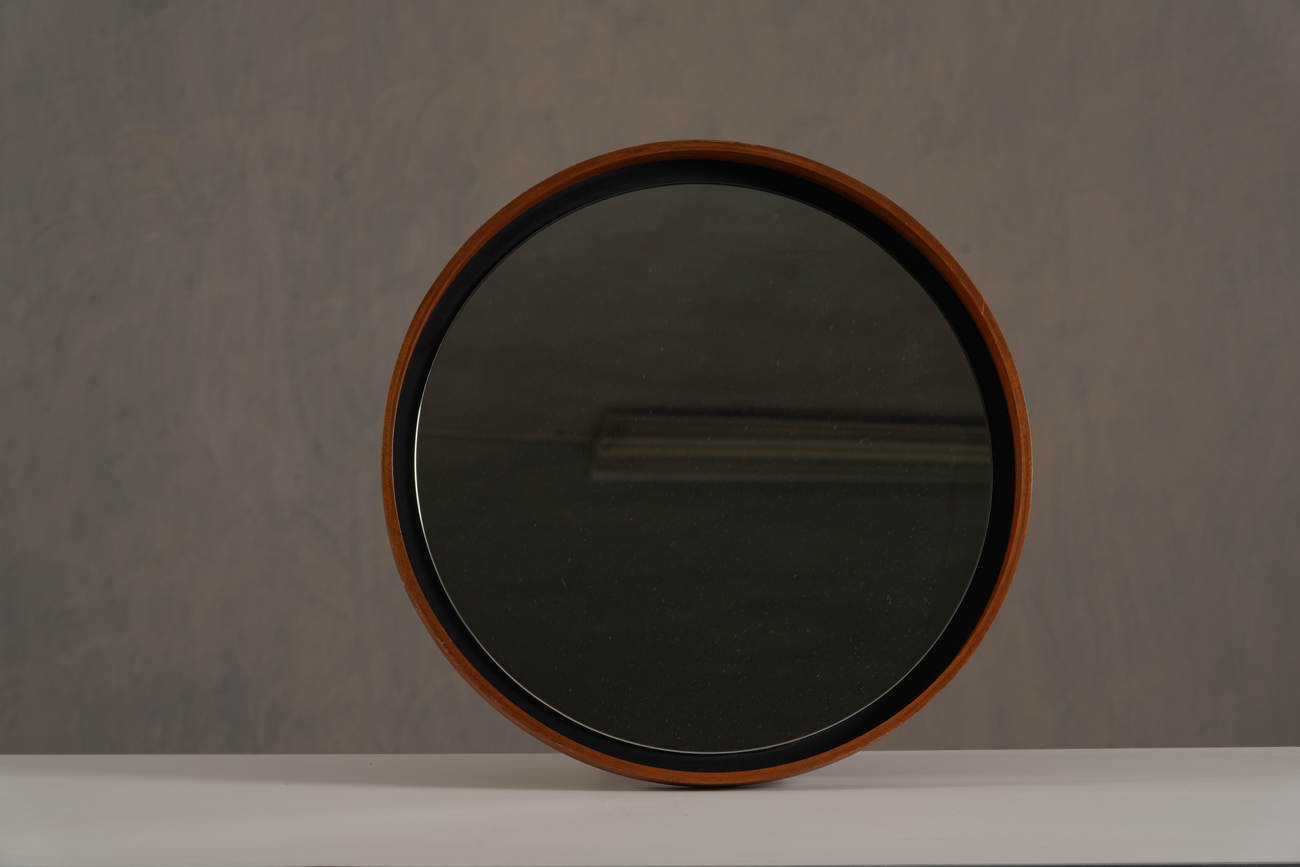 Vintage Round Mirror with Teak Frame, Denmark 1970’s