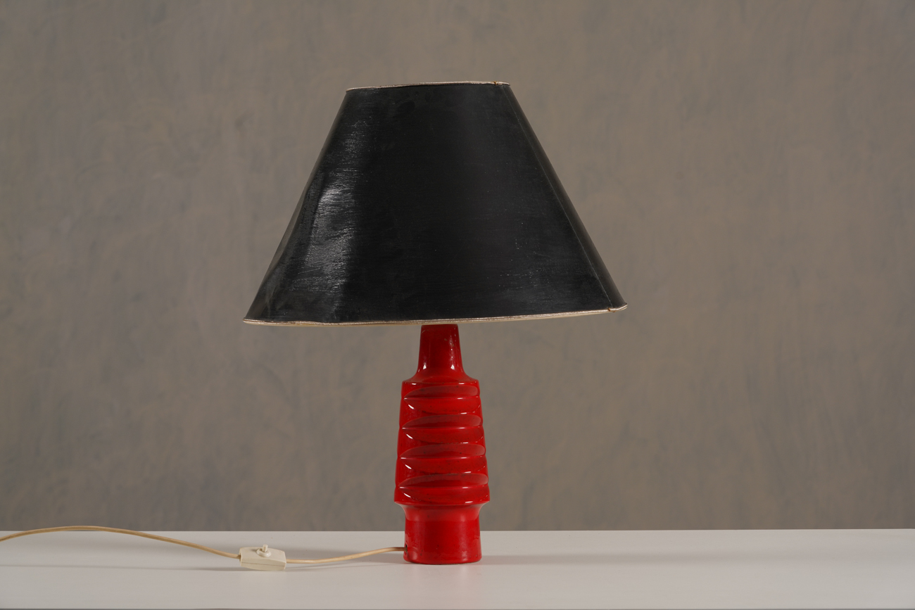 Vintage Red and Black Hat Table Lamp,Germany 1970’s