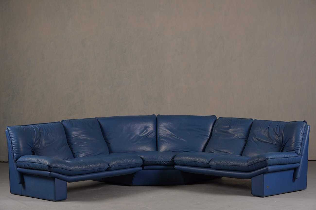 Nicoletti Salotti Post-Modern Leather Sofa, Italy 1980’s