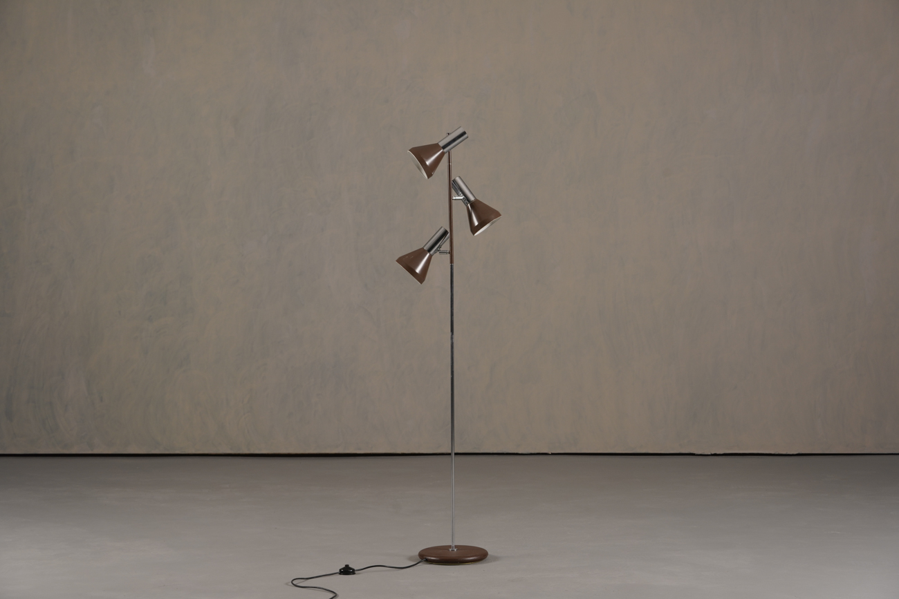 Vintage Brown 3 Bulbs Floor Lamp, Germany 1970’s