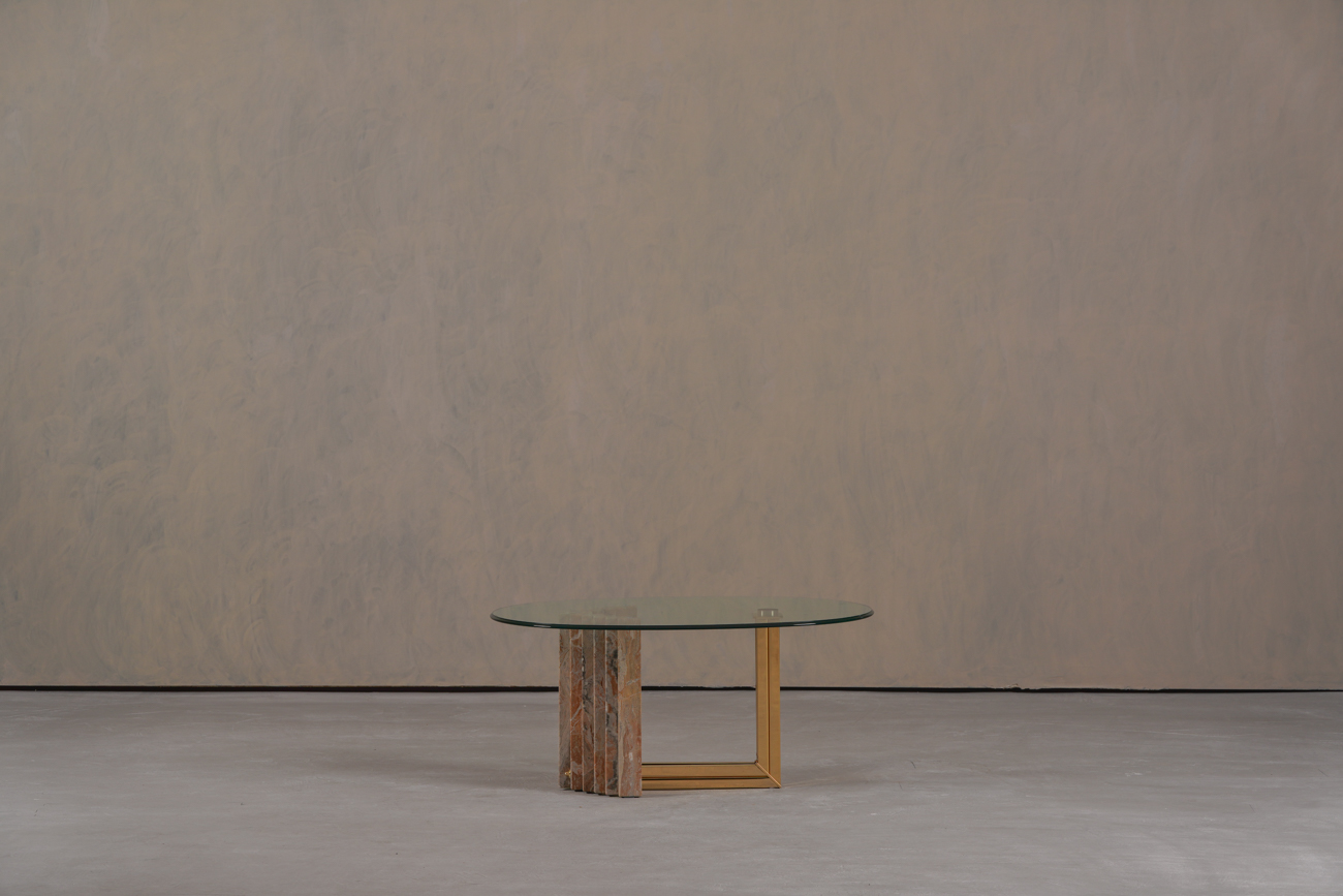 Marble and Brass Coffee Table by Italo Valenti, Italy 1970’s