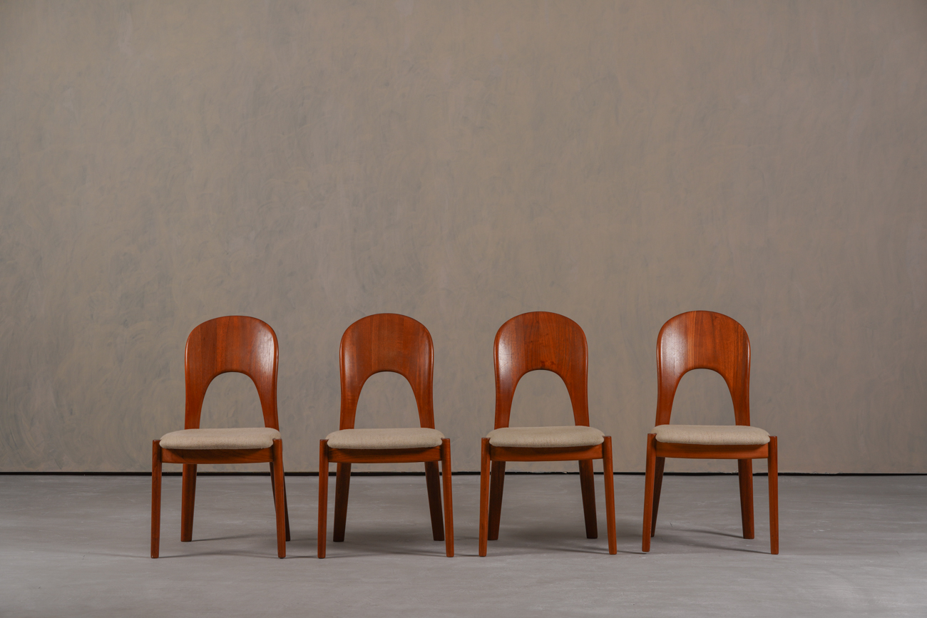 Vintage Morten Dining Chairs in Teak by Niels Koefoed for Hornslet Møbelfabrik, Denmark 1970’s, Set of 4