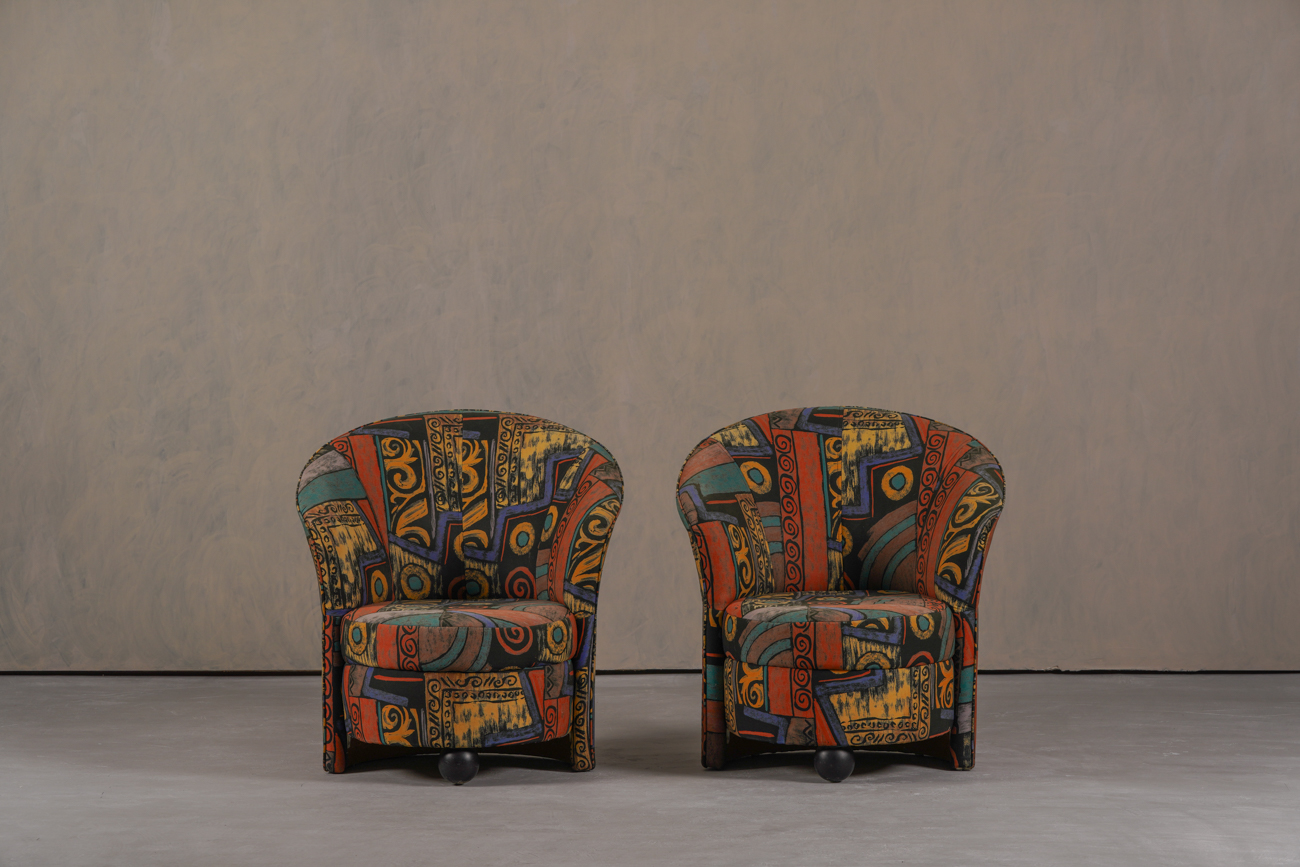 Postmodern Abstract Upholstery Armchairs, Germany 1980s  Set of 2