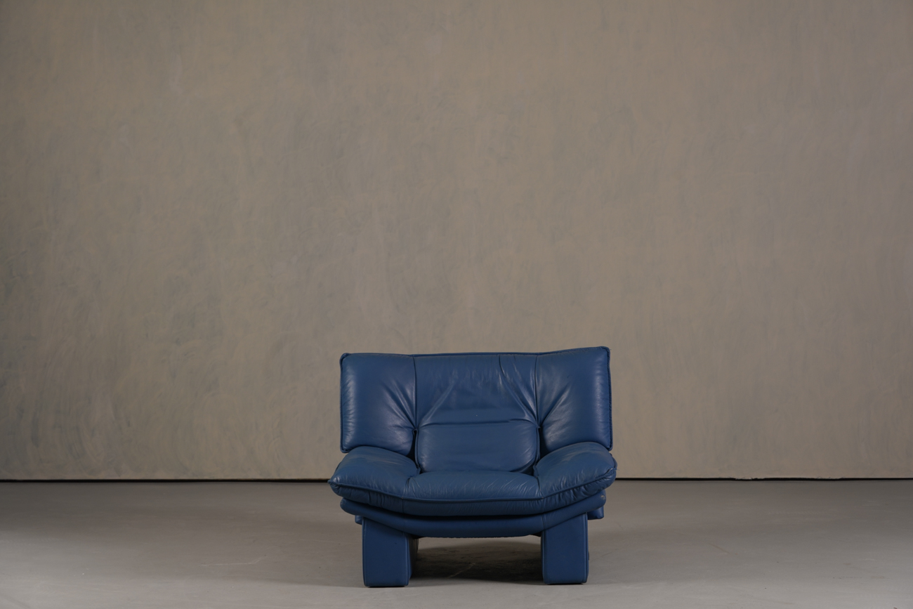 Nicoletti Salotti Post-Modern Leather Armchair, Italy 1980’s