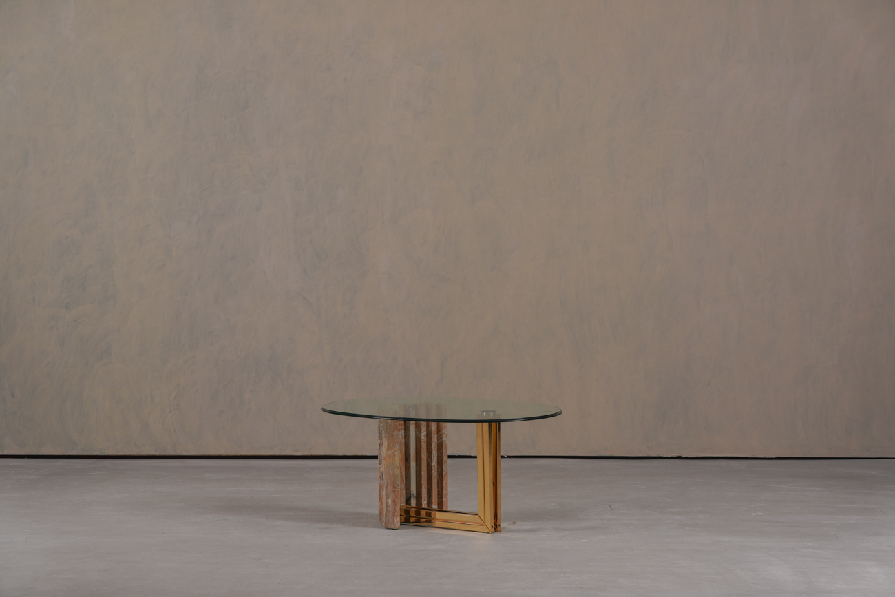 Marble and Brass Coffee Table by Italo Valenti, Italy 1970’s