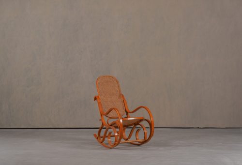 Vintage-Italian-rocking-chair-curved-wood-frame-woven-cane-backrest
