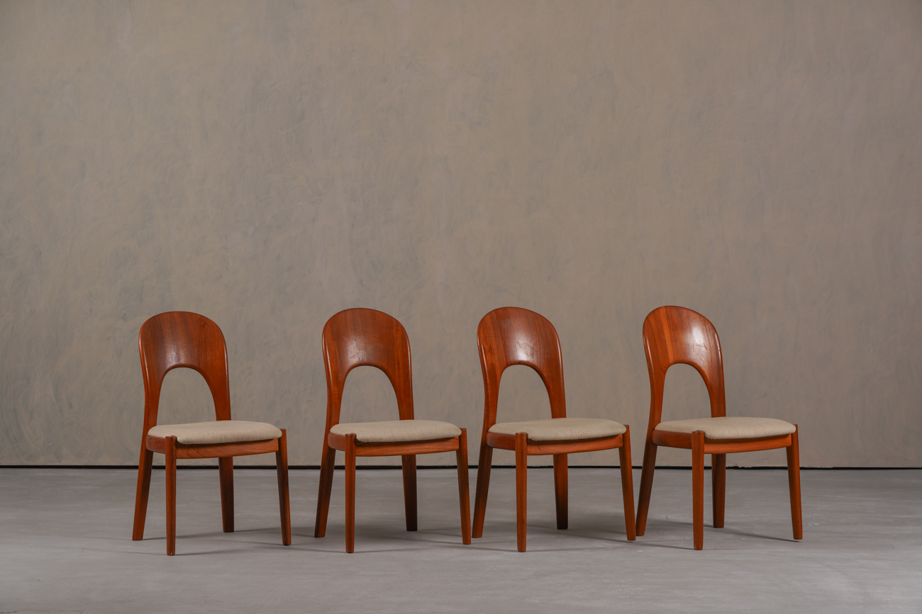 Vintage Morten Dining Chairs in Teak by Niels Koefoed for Hornslet Møbelfabrik, Denmark 1970’s, Set of 4