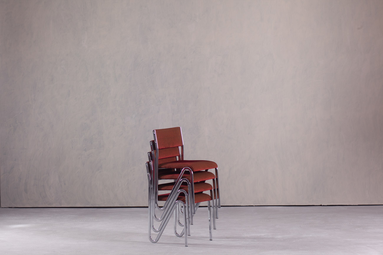 Vintage Steel Stacking Chairs, Germany, 1980’s Set of 4