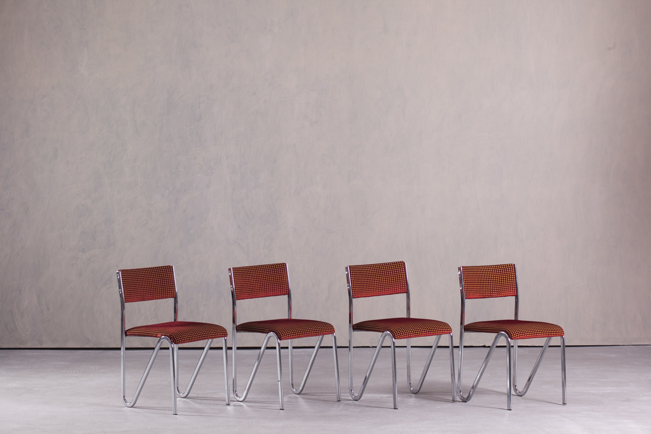 Vintage Steel Stacking Chairs, Germany, 1980’s  Set of 4