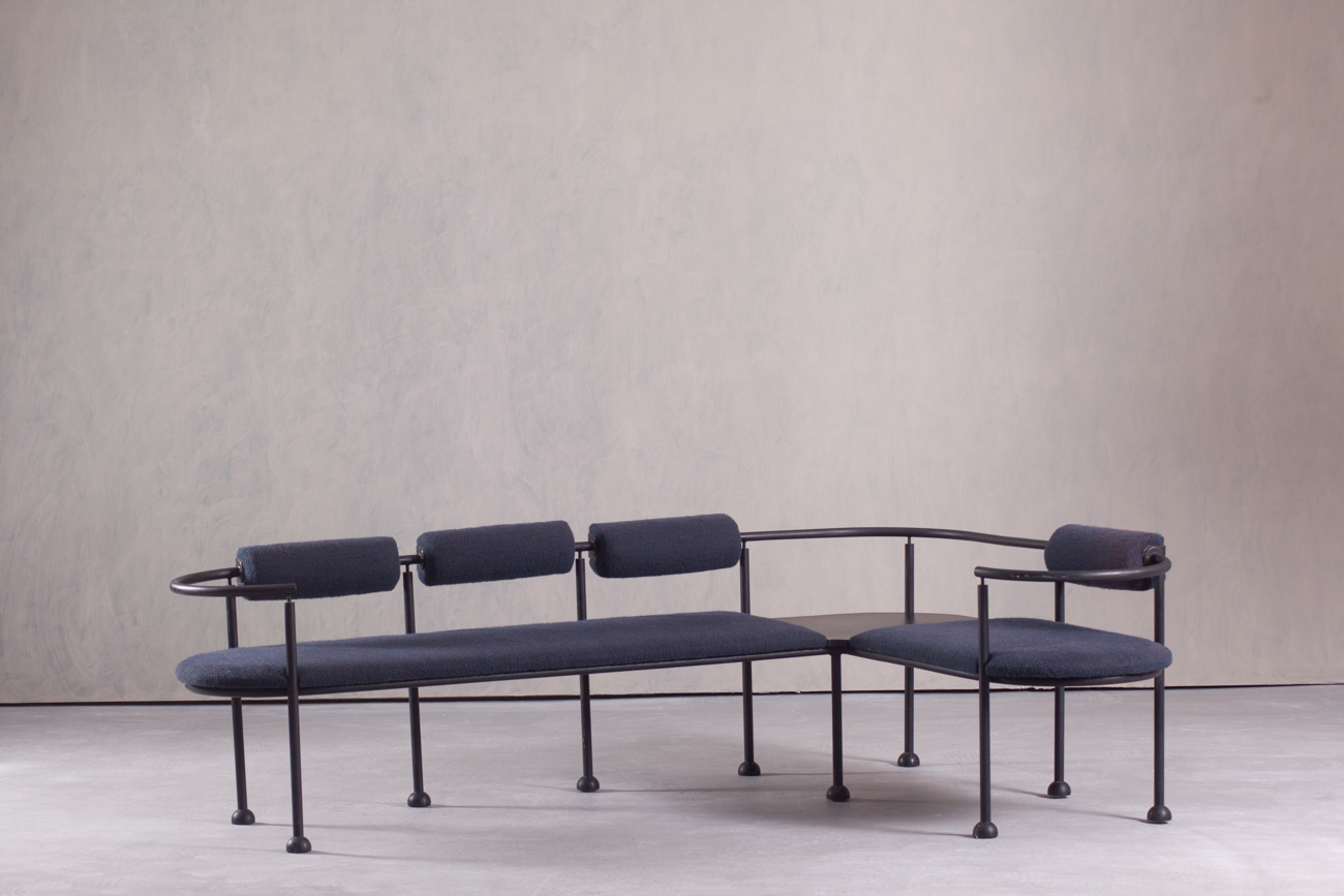 Postmodern Steel and Fabric Bench, Italy, 1990’s